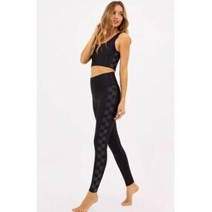 NEW Beach Riot Sport Piper Size XS Black Rhinestone Check High Rise Legging